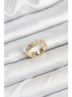 Uravas Store Pirinç Gold Renk Zirkon Taşlı Sırım Kadın Yüzük - TJ-BYK3846
