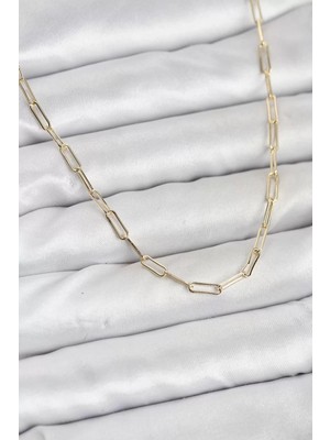 Uravas Store cm 14K Gold Renk Pirinç Ataç Zincir Kadın Kolye - TJ-BKO10925