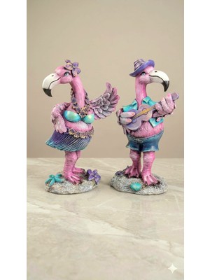 Gardenya Flamingo Melodisi – Dekoratif Polyester Biblo Seti (2’li)