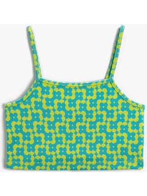 Koton Atlet Crop Çiçek Desenli İnce Askılı