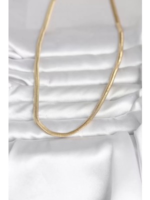 Uravas Store cm 14K Gold Renk Yassı Yılan Zincir Model 45 cm Kadın Kolye - TJ-BKO11005