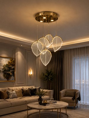 Yeni Model 5 Sarkıt Lüx LED Avize Gold Renk 3 Işık Seçeneği Ithal Model