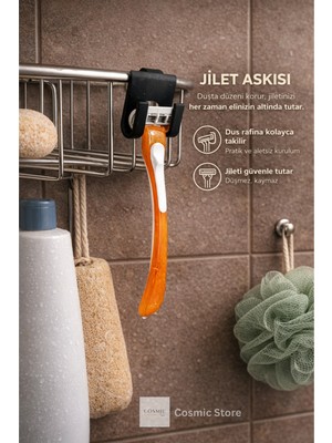 Cosmic Store Jilet Tıraş Bıçağı Askısı 2'li Set | Banyo Duş Rafı Için Pratik Jilet Tutucu Askı Organizer