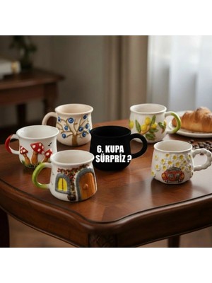Sharp & Art Kabartma Desenli, Büyük Boy ve Çift Taraflı El Işlemesi, 6'lı Kupa Seti, 6.kupa Sürpriz ve Farklı Bir Model Gelecek !