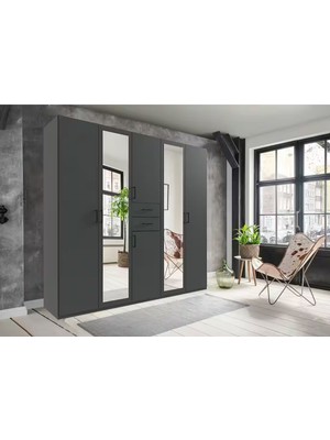 Sare Trade Hernest 6 Kapılı 2 Aynalı Gardırop 225X58X207 cm Çok Amaçlı Yatak Odası Elbise Dolabı Beyaz Meşe