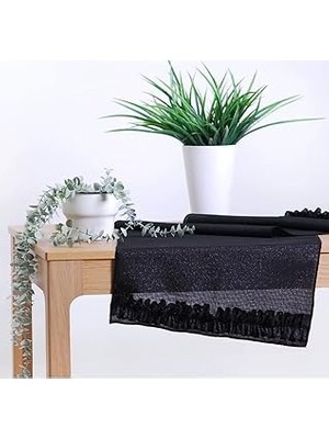 Uravas Store Viemso Simli Keten Runner Fırfırlı 45X150 cm V0002074