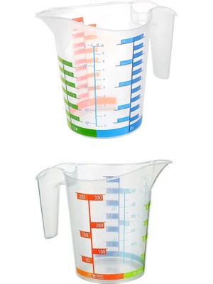 Uravas Store Ölçü Kabı Dereceli Renkli 1000 ml + 300 ml Set