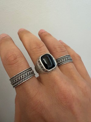 Aida Jewelss 925 Ayar Gümüş  Kaplama 3lü   Işçilikli Tasarım Yüzük Ayarlanabilir Ölçü