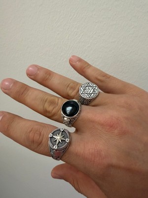 Aida Jewelss 925 Ayar Gümüş  Kaplama 3lü   Işçilikli Tasarım Yüzük Ayarlanabilir Ölçü