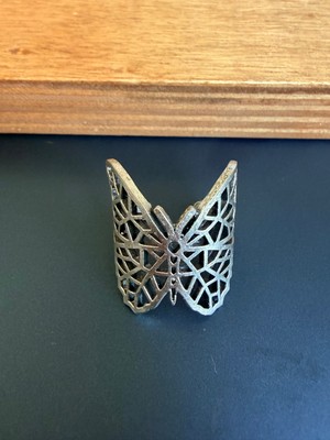 Aida Jewelss 925 Ayar Gümüş Kaplama  Işçilikli Tasarım Yüzük Ayarlanabilir Ölçü