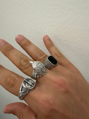 Aida Jewelss 925 Ayar Gümüş  Kaplama 3lü   Işçilikli Tasarım Yüzük Ayarlanabilir Ölçü