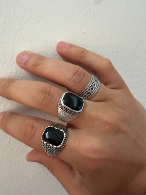 Aida Jewelss 925 Ayar Gümüş  Kaplama 3lü   Işçilikli Tasarım Yüzük Ayarlanabilir Ölçü
