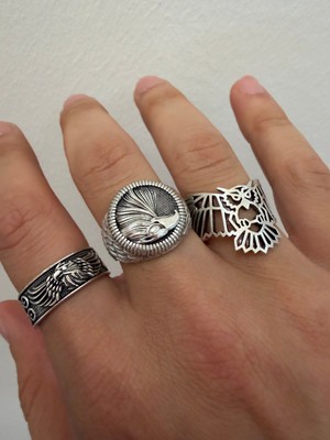 Aida Jewelss 925 Ayar Gümüş  Kaplama 3lü   Işçilikli Tasarım Yüzük Ayarlanabilir Ölçü