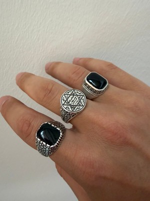 Aida Jewelss 925 Ayar Gümüş  Kaplama 3lü   Işçilikli Tasarım Yüzük Ayarlanabilir Ölçü