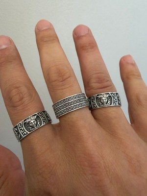 Aida Jewelss 925 Ayar Gümüş  Kaplama 3lü   Işçilikli Tasarım Yüzük Ayarlanabilir Ölçü
