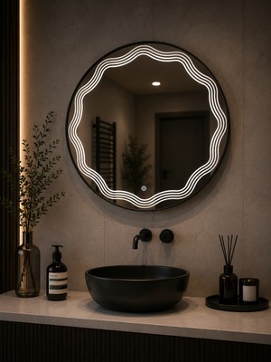 Redpool24 Beyaz Premium LED Ayna | 60 cm Yuvarlak LED Ayna | Dekoratif Işıklı Banyo Aynası | Alüminyum Kasa Modern Ayna