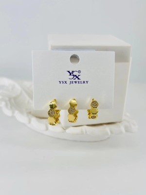 Uravas Store Zirkon Taşlı Üçlü Kombin Küpe - KP00416