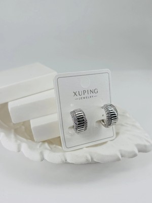 Uravas Store Rodyum Zirkon Taşlı Pirinç Zirkon Küpe - KP00307