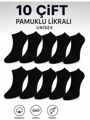Organix Home çorap pamuklu kısa 10 lu uzun ömürlü esnek pamuk siyah