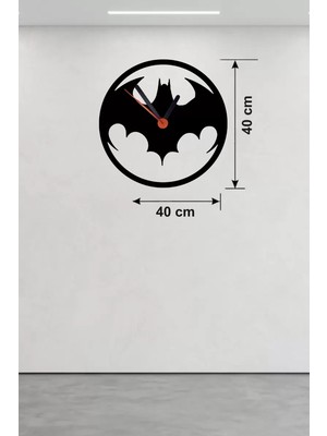 TeknoKapsül Batman Yarasa Logolu Ahşap Duvar Saati - 40X40 cm Dekoratif Dc Temalı