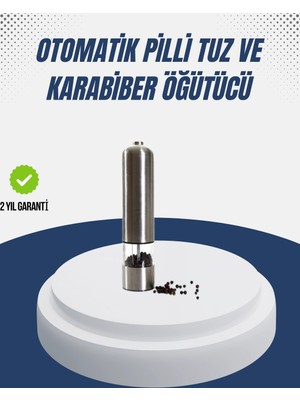Uravas Store Mey Ithalat® Otomatik Baharat Değirmeni Paslanmaz Gövde Ergonomik Tasarım