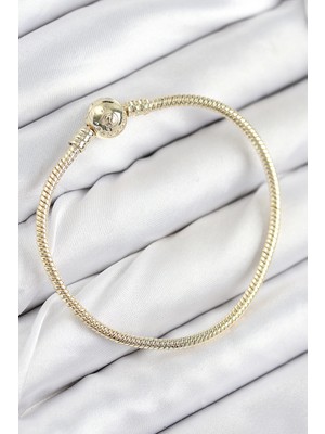 TeknoKapsül Pirinç Charm Topcuk Model Gold Renk Kadın Bileklik