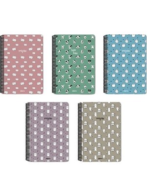 Colornote Papirüs Papirüs Miyav Spiralli Sert Kapak 14X19 120YP. Kareli Defter