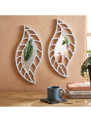 Uravas Store Mey Ithalat® 2'li Set Kırılmaz Pleksi Dekoratif Duvar Aynası - 20X35 cm Yaprak Formlu 1. Sınıf Akri