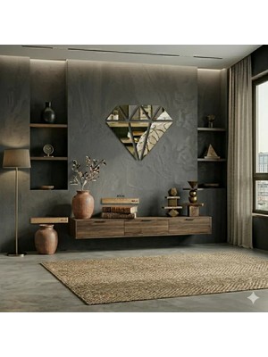 Uravas Store Mey Ithalat® 40X40 cm Elmas Formlu Kırılmaz Pleksi Ayna - Geometrik Duvar Dekoru