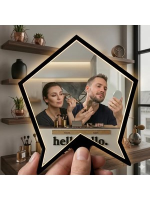Uravas Store Mey Ithalat® Kırılmaz Pleksi El Aynası 10X10CM - Çanta Boyu Geometrik Tasarım - Kadın & Erkek Bakım