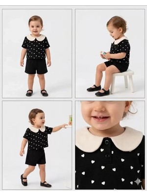 TeknoKapsül 9/24 Ay Bebe Yaka Piti Baskılı Bebek Takımı