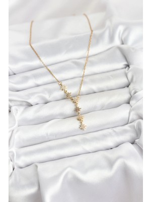 Uravas Store Mey Ithalat® 316L Çelik Zincir Gold Renk Kutup Yıldızı Model Kadın Kolye