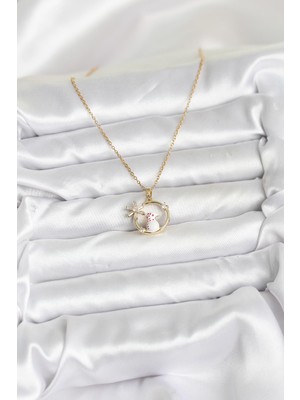 Marsilyan 316L Çelik Zincir Gold Zirkon Taşlı Yılbaşı Temalı Kadın Kolye 5886 - MCT1694-2126
