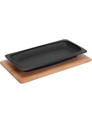 Uravas Store Lava Döküm Servis Tabağı, 30X15 cm Ahşap Altlı - Lv As 172