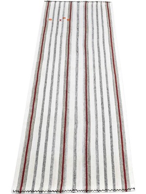 Zehra Abla Halı Yeni El Dokuma Benzersiz Ak Pamuklu Yörük Yün Kilim 7360