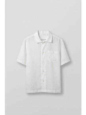 Abluka Online Erkek Relaxed Fit Kısa Kollu Cepli Tencel Gömlek Beyaz