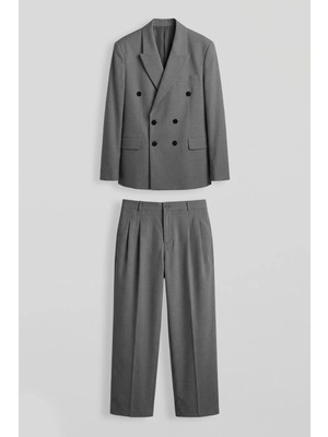 Abluka Online Erkek Oversize Kruvaze Modern Takım Elbise Antrasit
