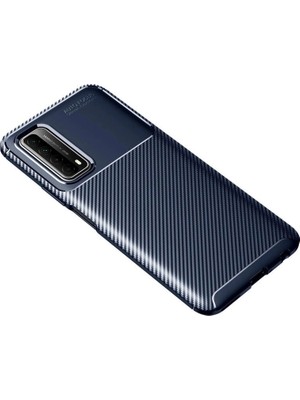 Colezium Huawei P Smart 2021 Kılıf Auto Fus Karbon Kapak - Lacivert