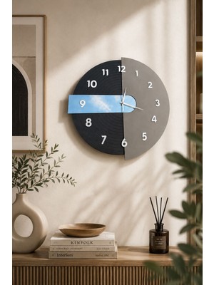     Ahşap Görünümlü Büyük Boy Duvar Saati,    Sessiz Mekanizmalı Dekoratif Duvar Saati 43,43 cm Mdf Gövde