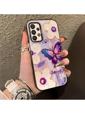 HONTINGA Samsung Galaxy A33 5g ile Uyumlu Kılıf Silikon Kenar Sert Arka Kamera Koruyucu Basitlik Anti Düşme Kamera Korumalı Kelebek Desen Couple Telefon Kılıfı Kadın ve Erkek Için Uygundur K1-1329