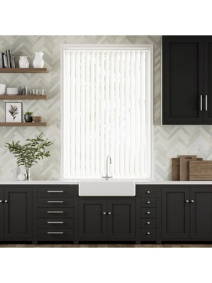 YS Perde Tasarım Modern Blackout Beyaz Dikey Jaluzi Stor Perde / Ev, Işyeri ve Ofisler Için Karartma Dikey Stor Perde, Alüminyum Kasalı Yüksek Kaliteli - Beyaz X2640/BYZ