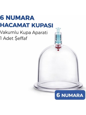Uravas Store 6 Numara Hacamat Kupası 1 Adet Vakumlu Kupa Bardak Dayanıklı Plastik Manuel Hacamat Kabı