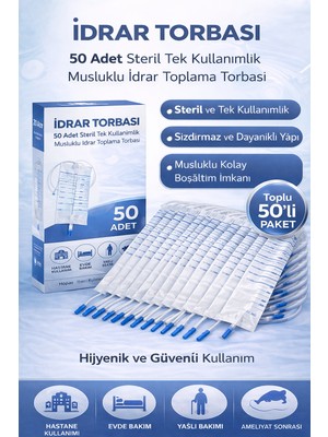 Uravas Store Idrar Torbası Steril Medikal Idrar Toplama Torbası 50 Adet