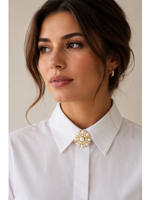 Serelya Vintage Model Gold Renk Düğme Veya Manşet Broşu