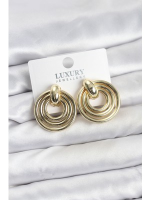 Canarino Gold Renk Pirinç Vintage Kadın Küpe - Lisinya