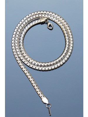 Rua Jewelry Çelik Italyan Braided Chain Kolye 5 mm Gümüş Renk | Kararmaz , Unisex , 2 Yıl Garantili