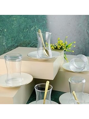 Uravas Store Ar Yıldız Alisa Heybeli 6 Kişilik 12 Parça Çay Seti 160 ml