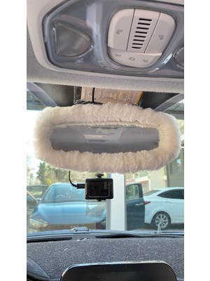 Canarino Peluş Dikiz Ayna Kılıfı Süs Beyaz