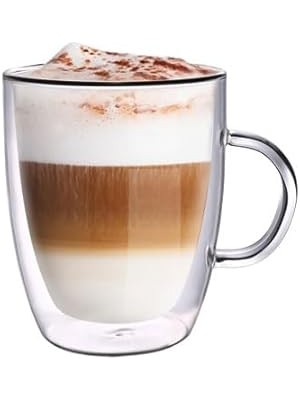 Uravas Store Leggno Vetro Borosilikat Çift Camlı Kulplu Bardak 400ML (2AD)