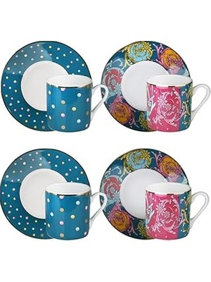 Uravas Store Lucky Art Estelle Bone Dörtlü Kahve Fincanı Seti